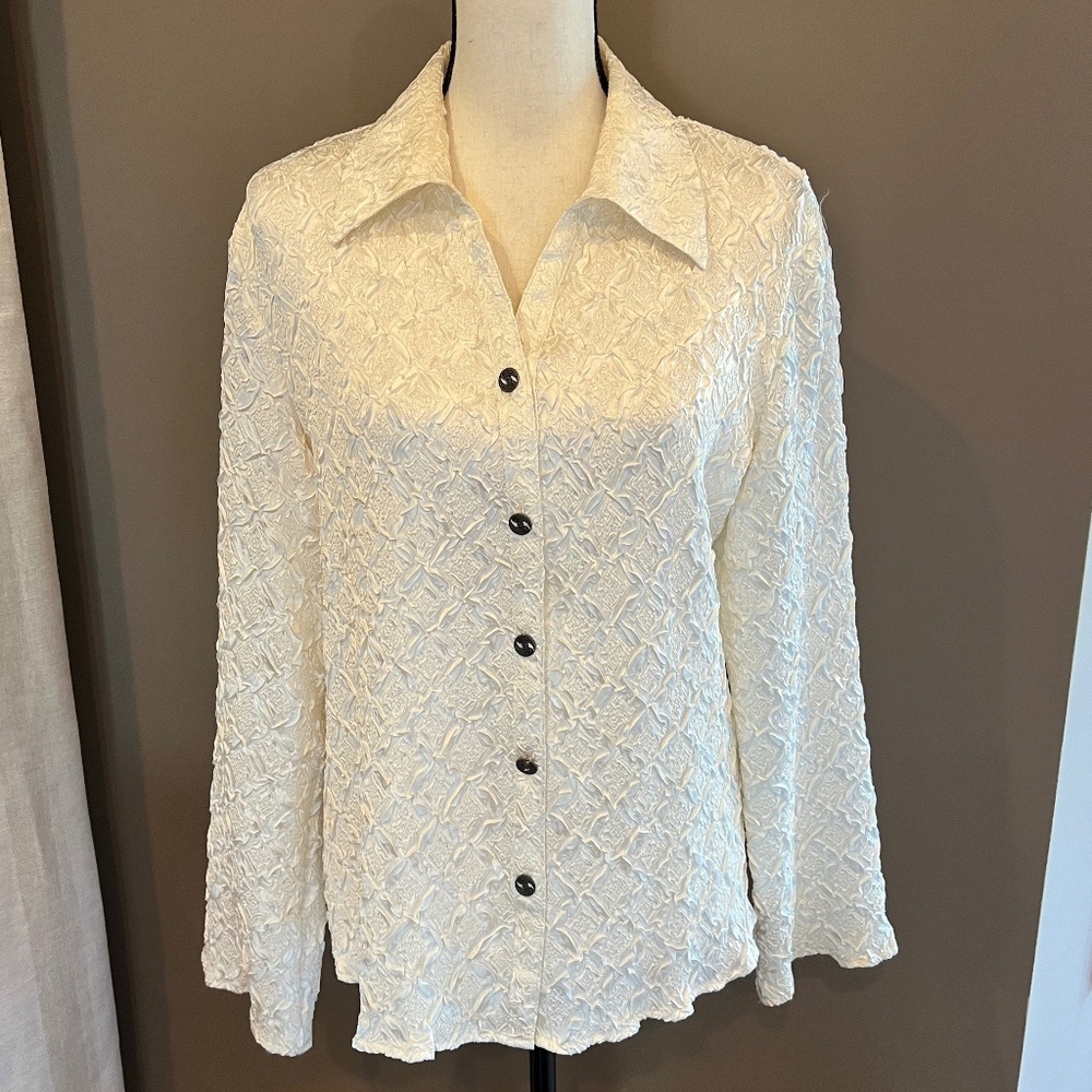 Women's Jennifer Lloyd Creamy Texture Blouse Button Up, Size XL